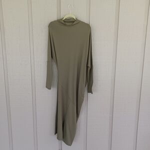 Marcella Women Dress Size M Minimalist Long Sleeve Cotton Blend In Olive Green